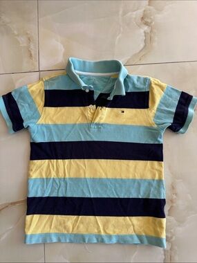Tommy Hilfiger Boys' Striped Polo in Yellow, Light Blue & Navy